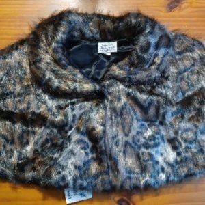 Grey Bobcat Faux Fur Shrug